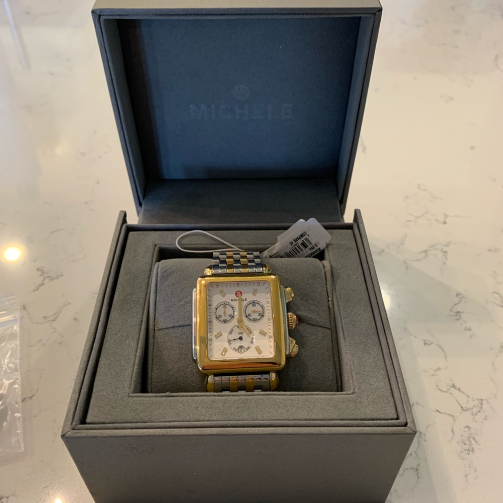 Michele Deco Two Tone Stainless Steel Watch